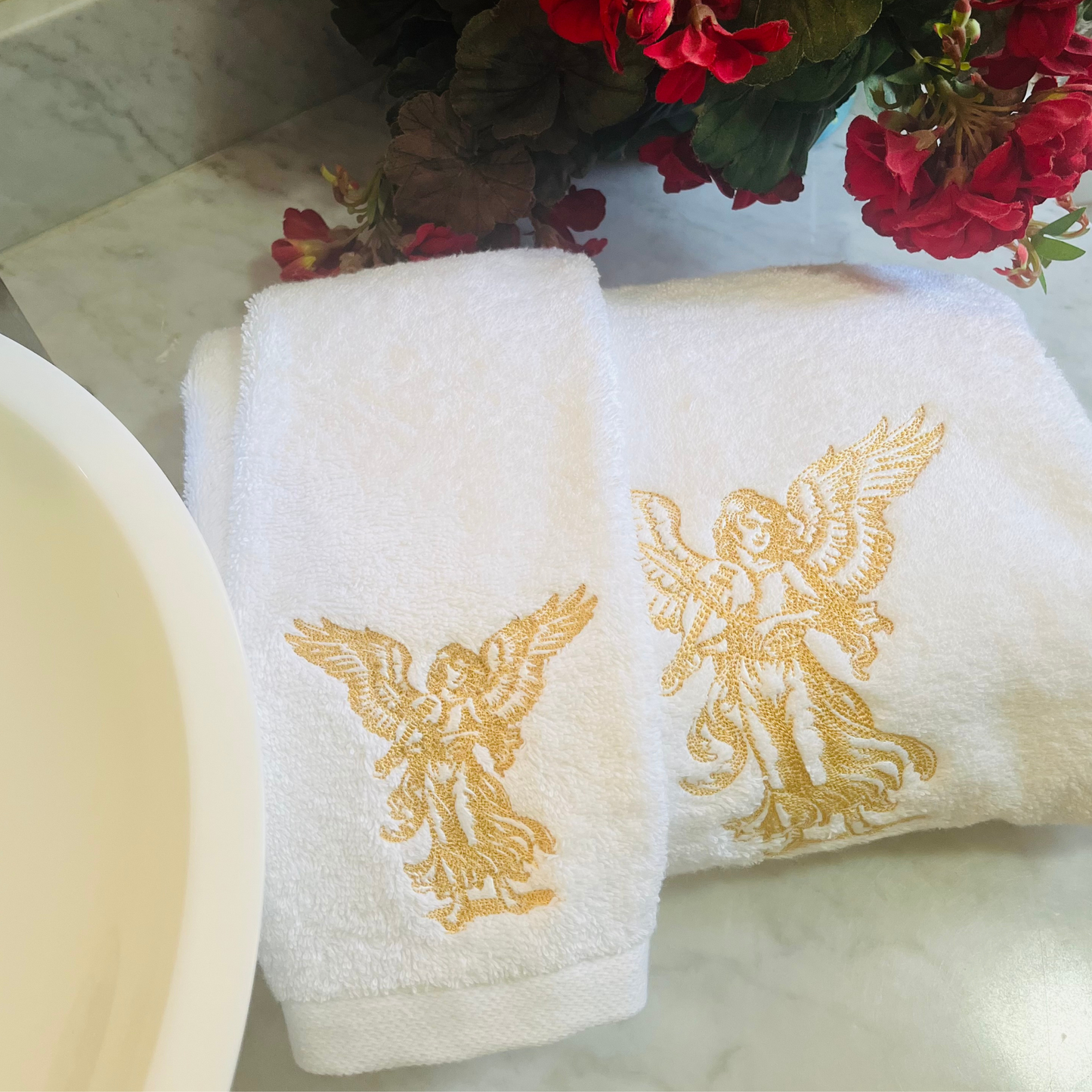 Heavenly Angel Embroidered Towel Set – Elegant & Luxurious