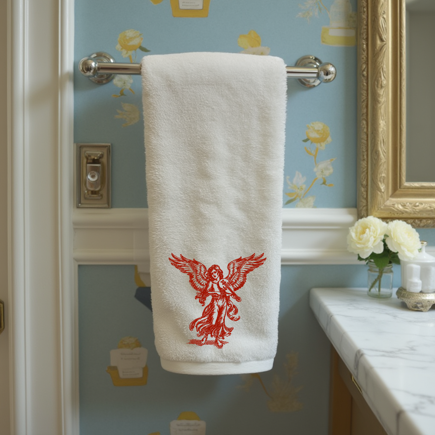 Heavenly Angel Embroidered Towel Set – Elegant & Luxurious