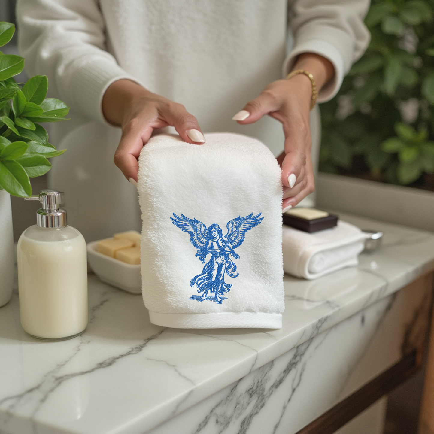 Heavenly Angel Embroidered Towel Set – Elegant & Luxurious