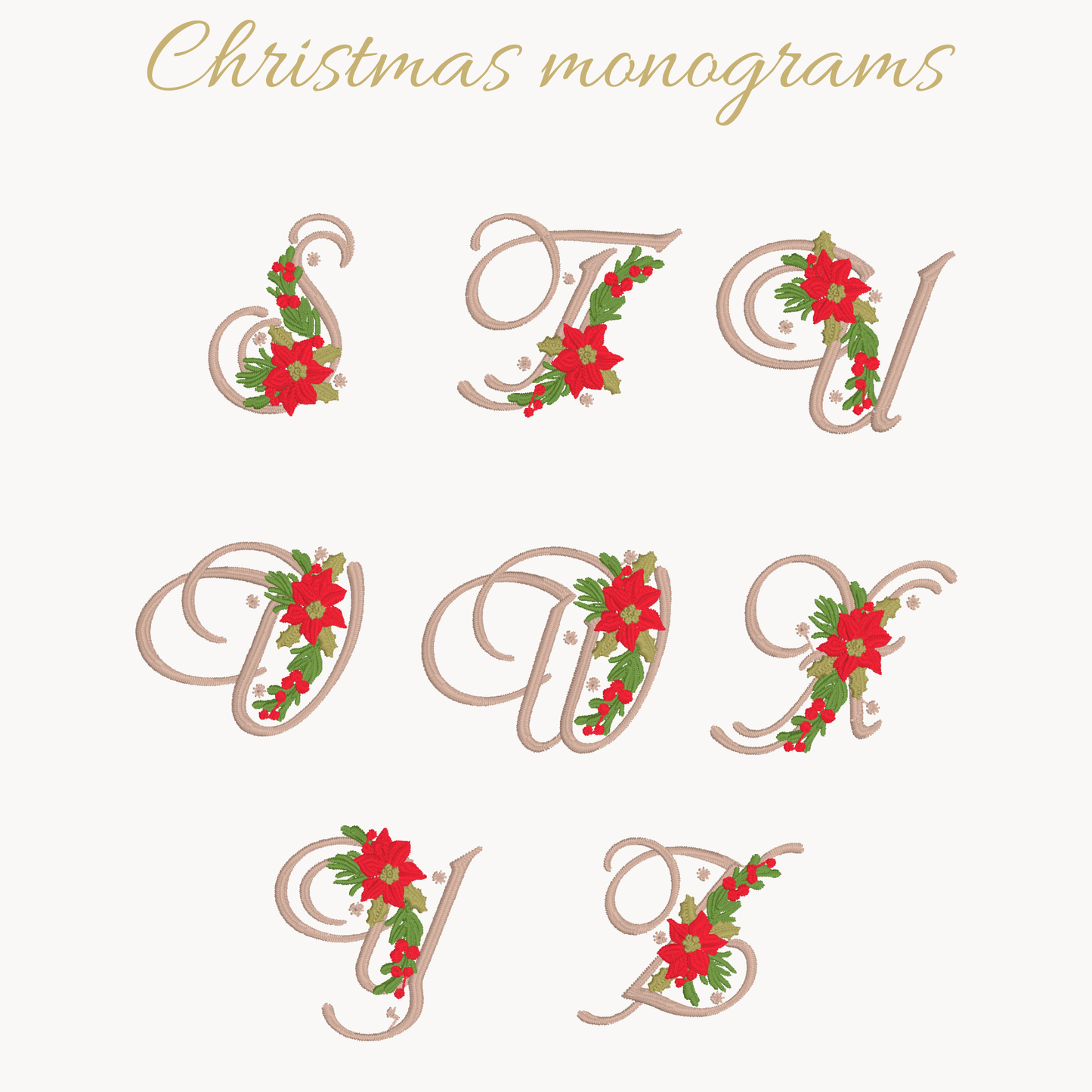 Monogrammed Christmas Bath Mat / Poinsettia Design Holiday Decor