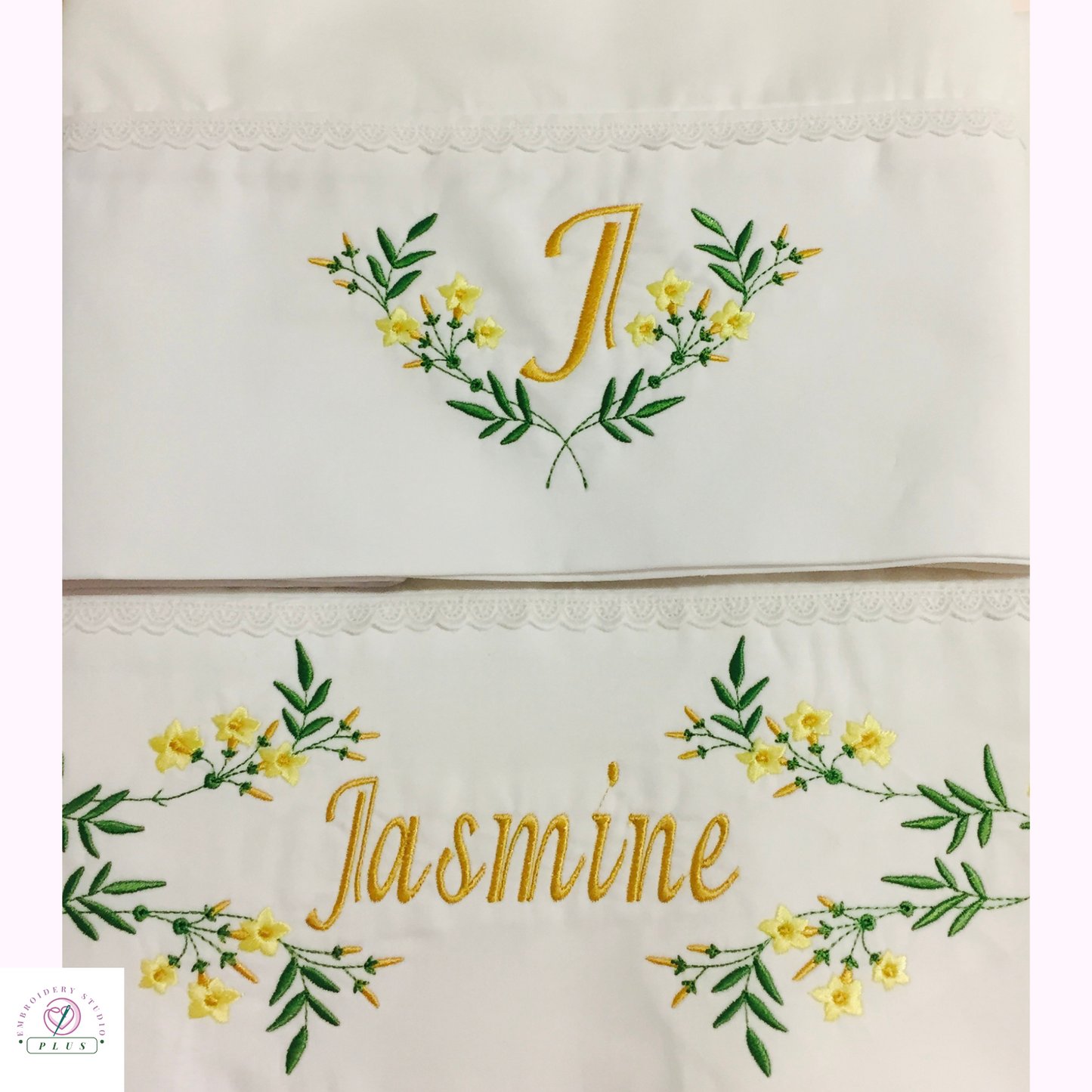 Embroidered Jasmines Bed Sheet – 600 Thread Count Pima Cotton