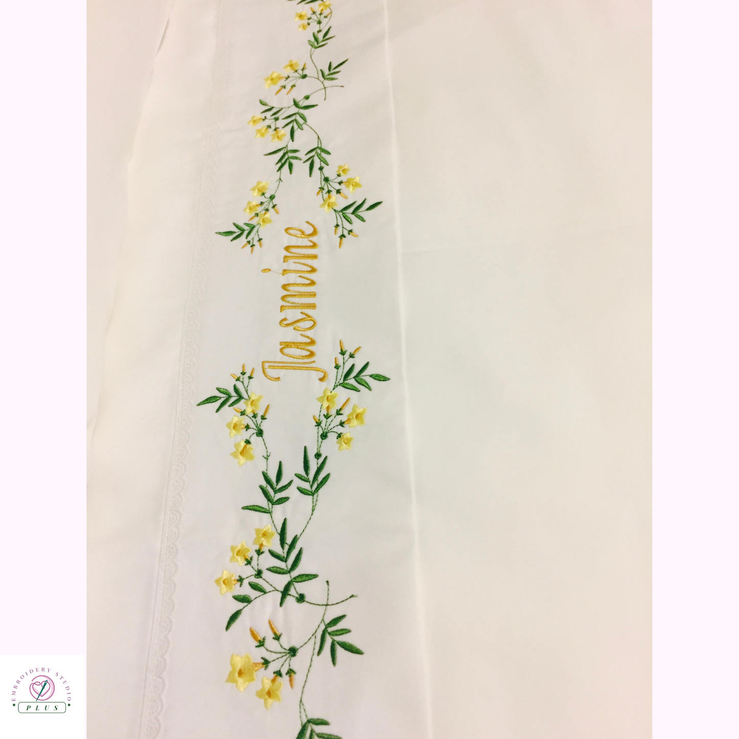 Embroidered Jasmines Bed Sheet – 600 Thread Count Pima Cotton