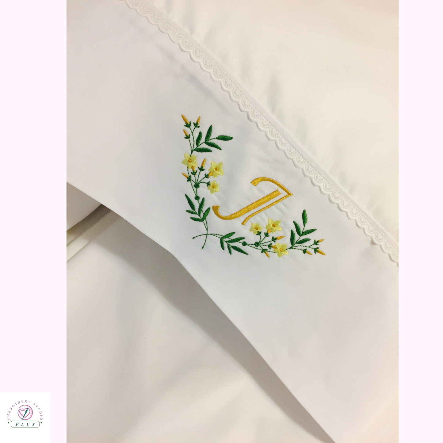 Embroidered Jasmines Bed Sheet – 600 Thread Count Pima Cotton