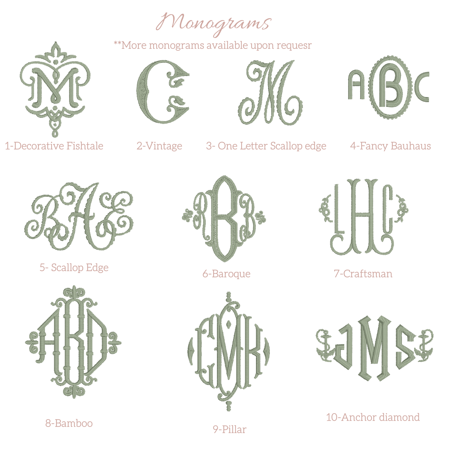Monogrammed Bed Sheet Sets with Matching Color Scallop Border