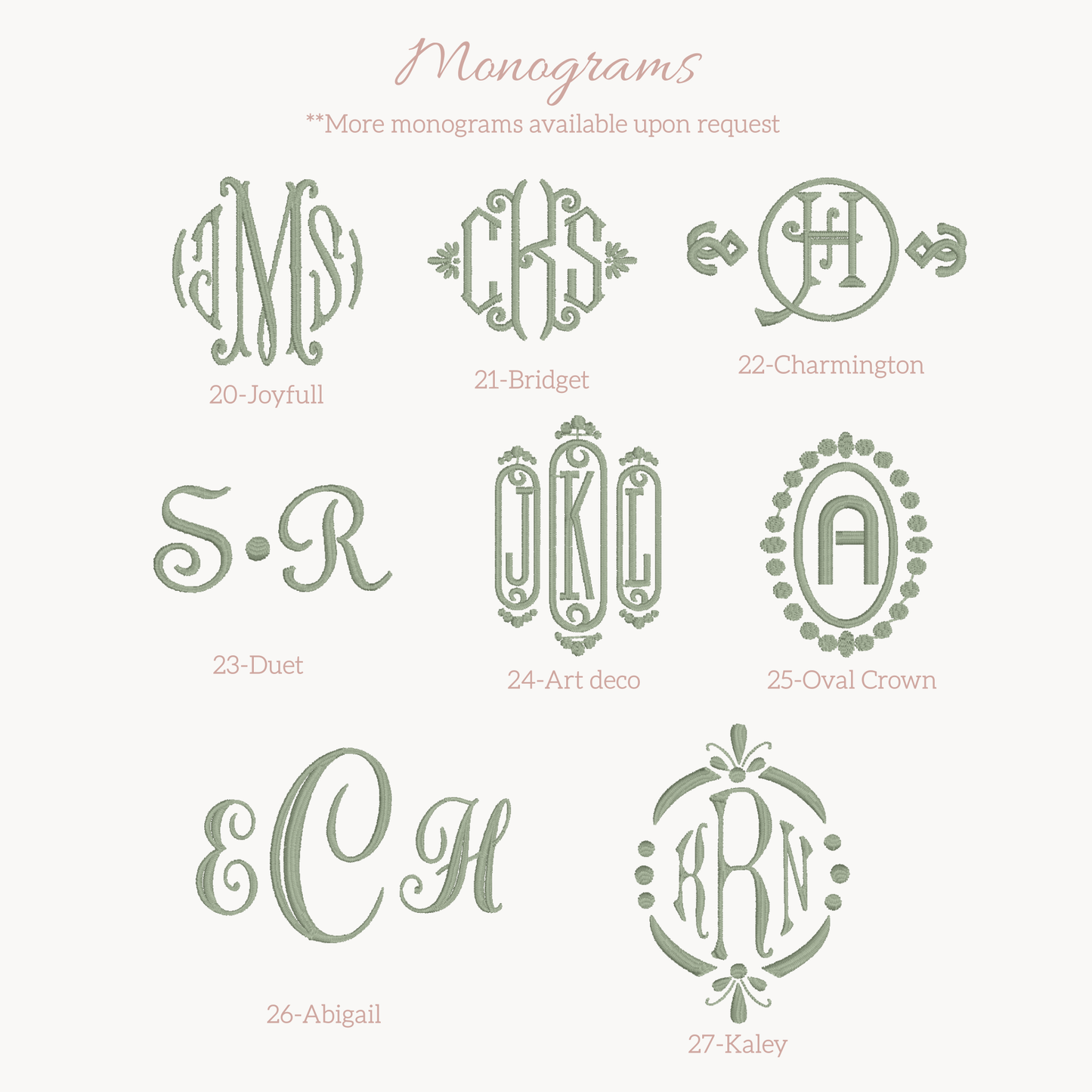 Monogrammed Bed Sheet Sets with Matching Color Scallop Border