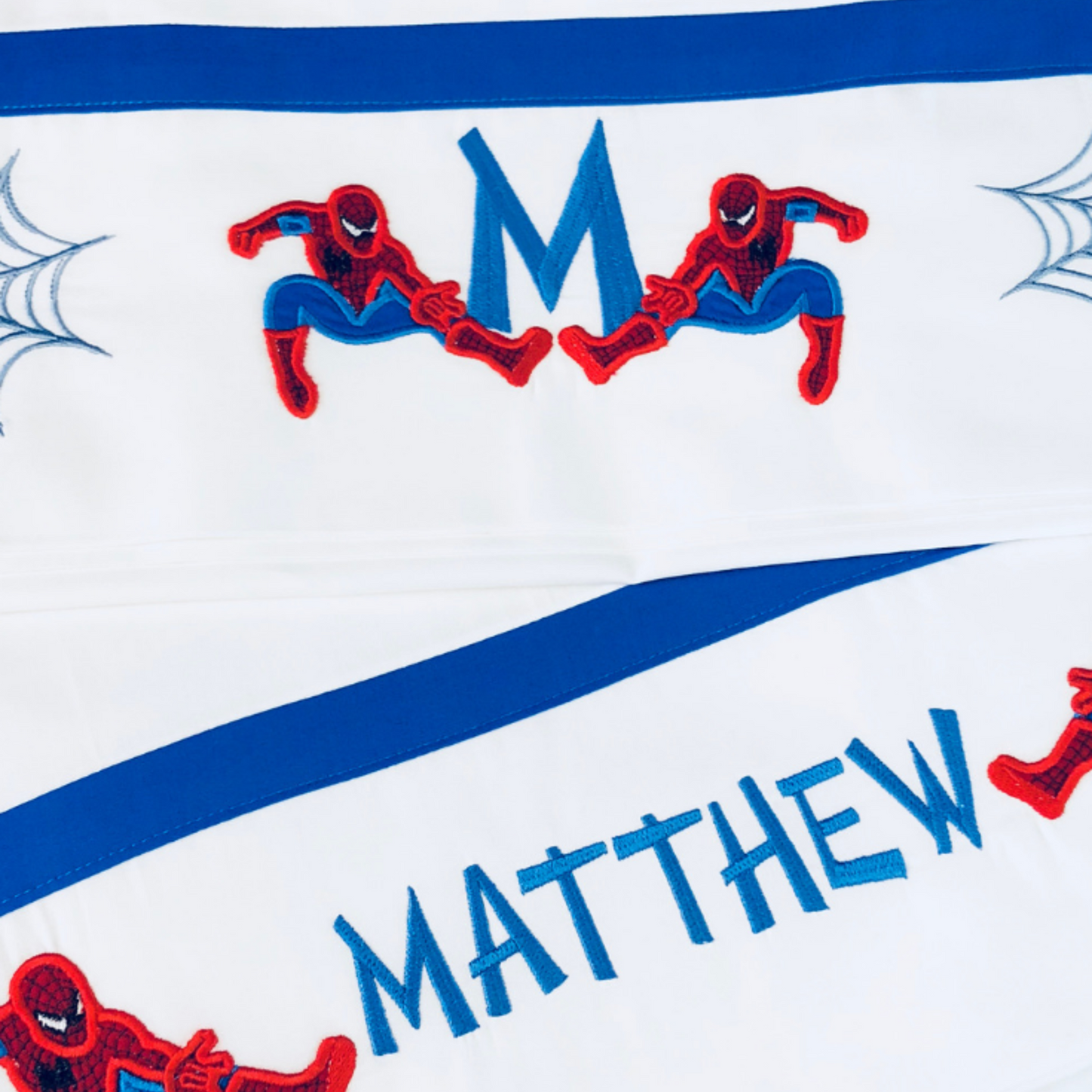 Personalized Superhero Embroidered Bed Sheet Set – 600 Thread Count Egyptian Cotton