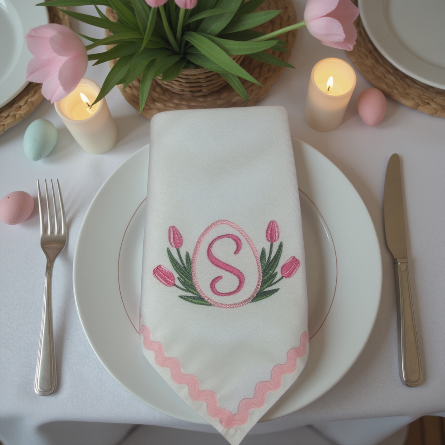 Monogrammed Easter Dinner Napkin – 100% Cotton, 18"x18"