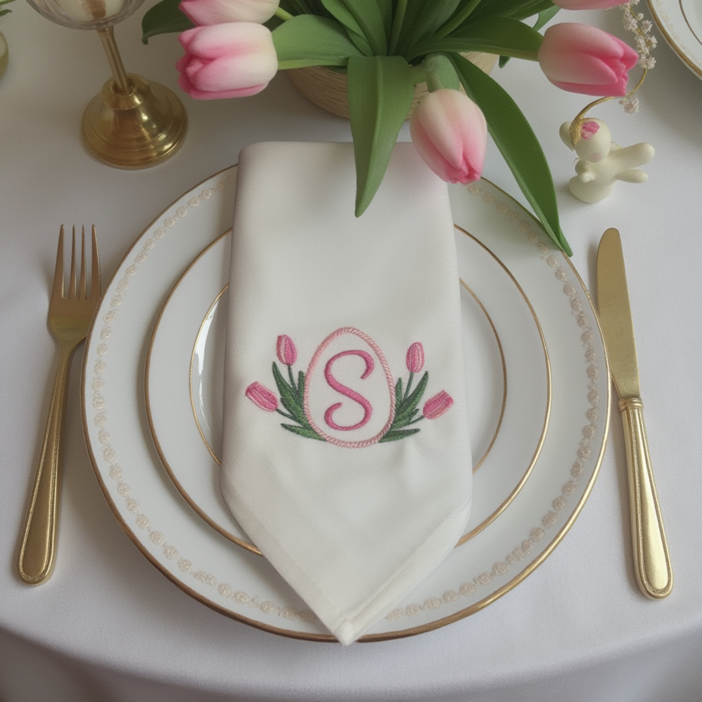 Monogrammed Easter Dinner Napkin – 100% Cotton, 18"x18"