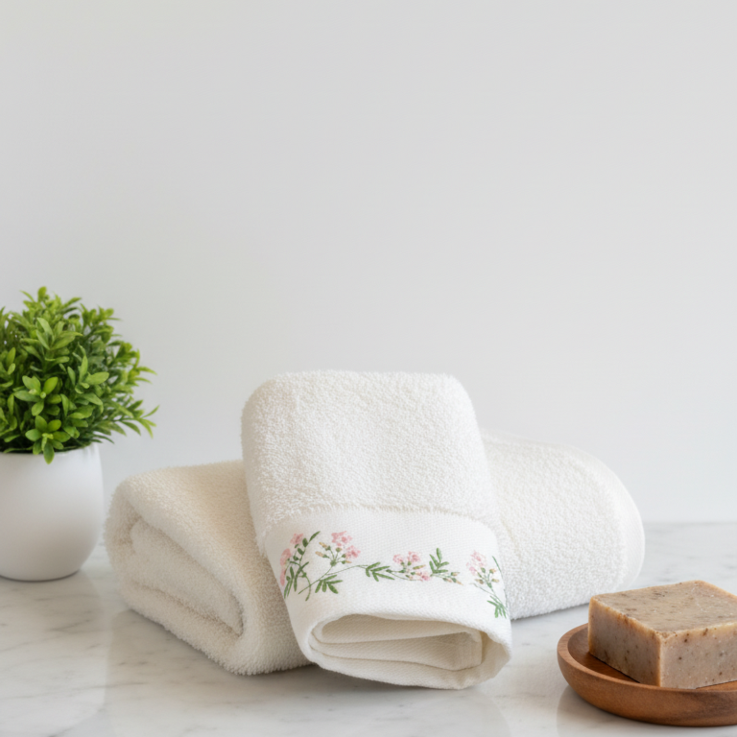 Embroidered Jasmines Towel Set