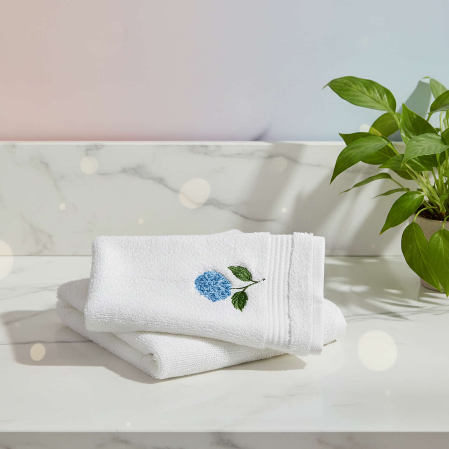 Hydrangea Embroidered Turkish Cotton Towel Set – Luxury Bathroom Decor & Gift Ideas