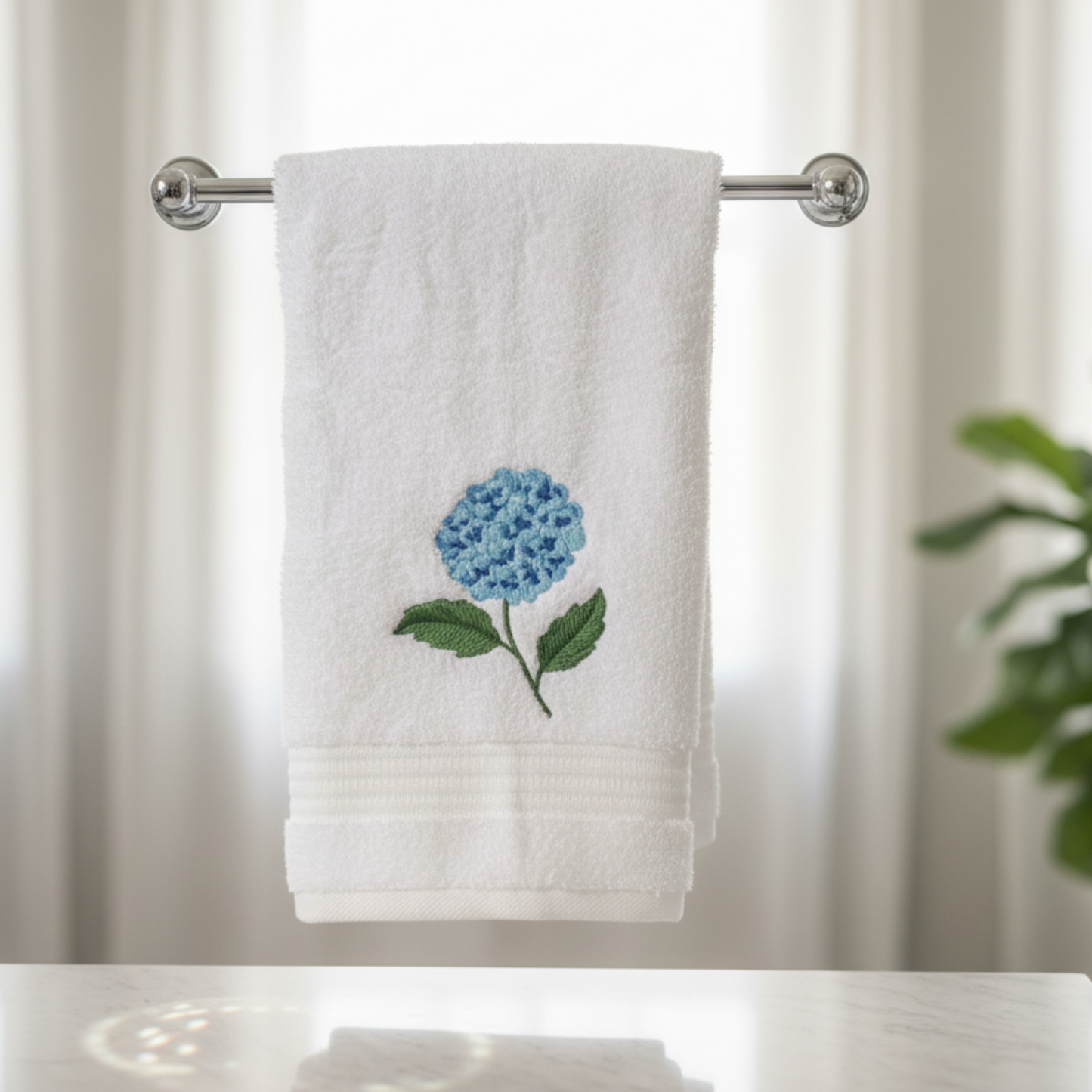 Hydrangea Embroidered Turkish Cotton Towel Set – Luxury Bathroom Decor & Gift Ideas