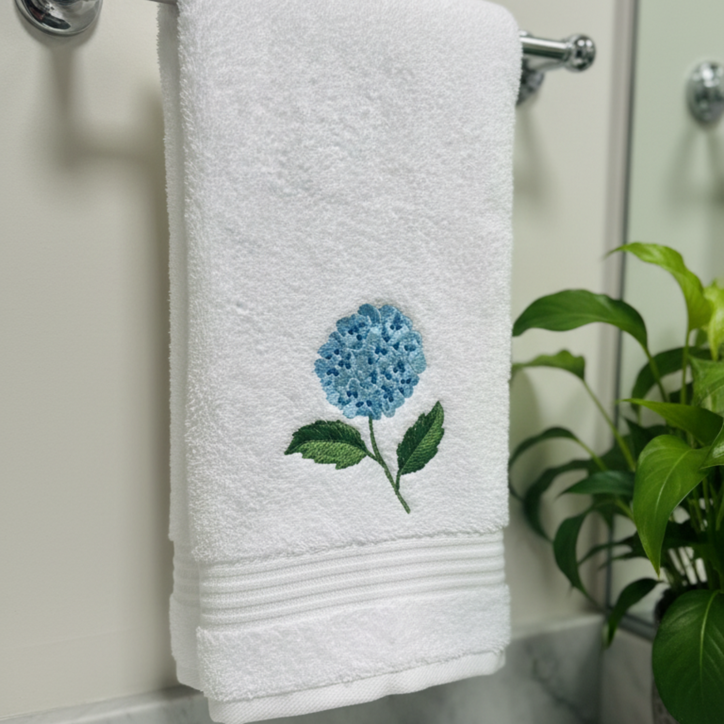 Hydrangea Embroidered Turkish Cotton Towel Set – Luxury Bathroom Decor & Gift Ideas
