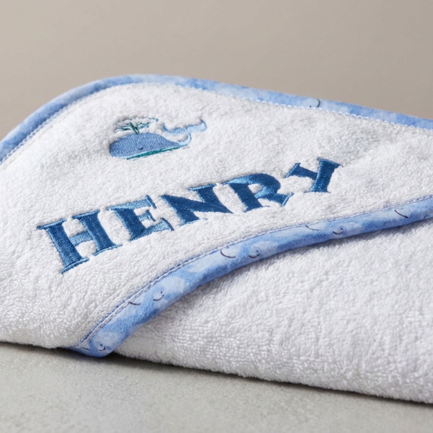 Personalized whale baby bath towel