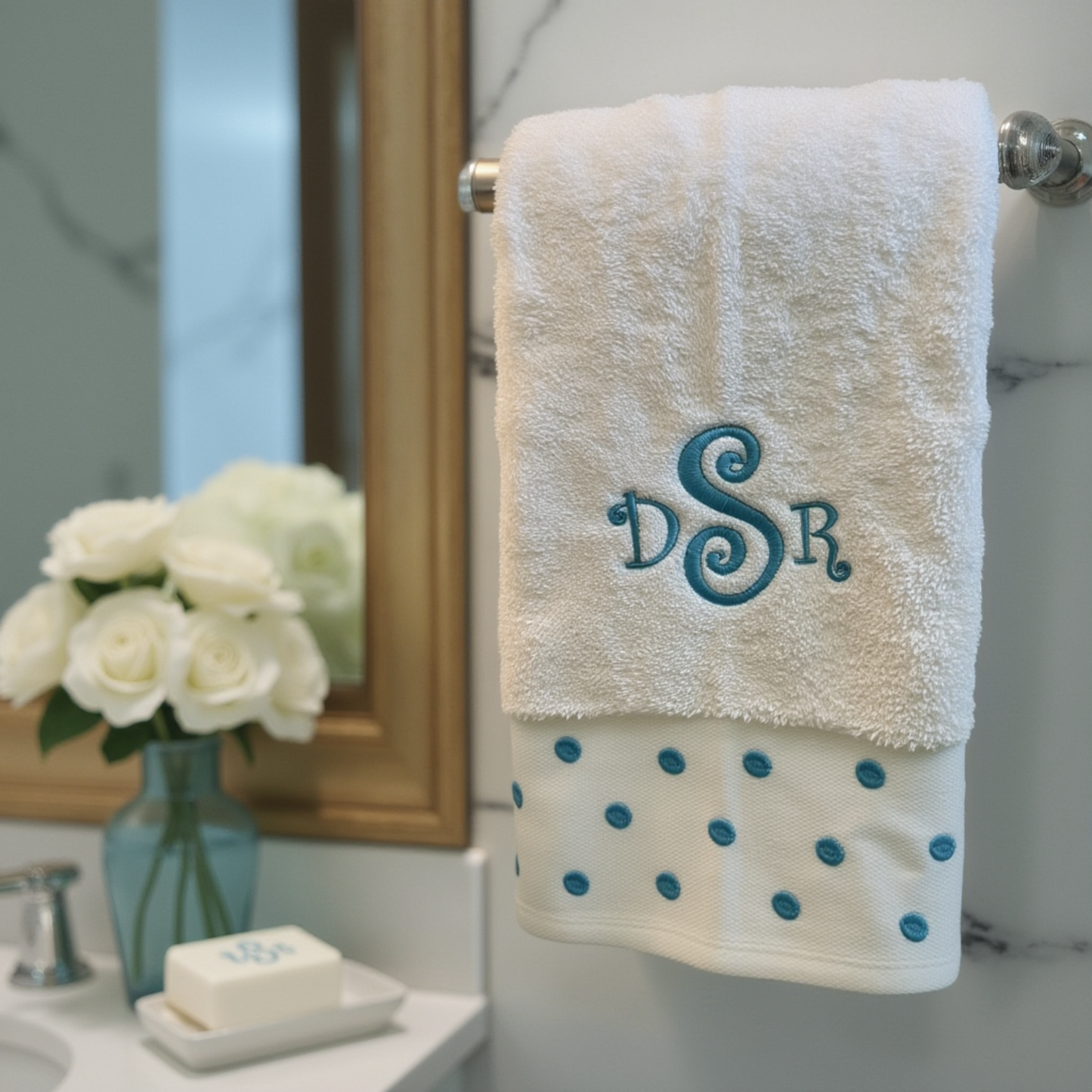 Personalized Polka Dot Monogrammed Bath Towel Set