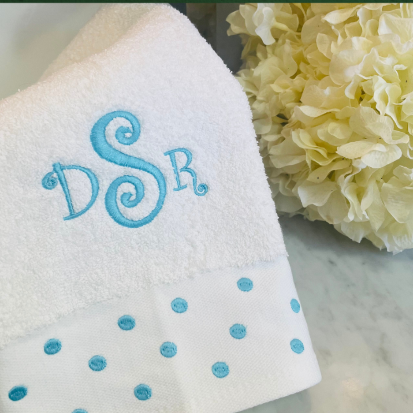 Personalized Polka Dot Monogrammed Bath Towel Set