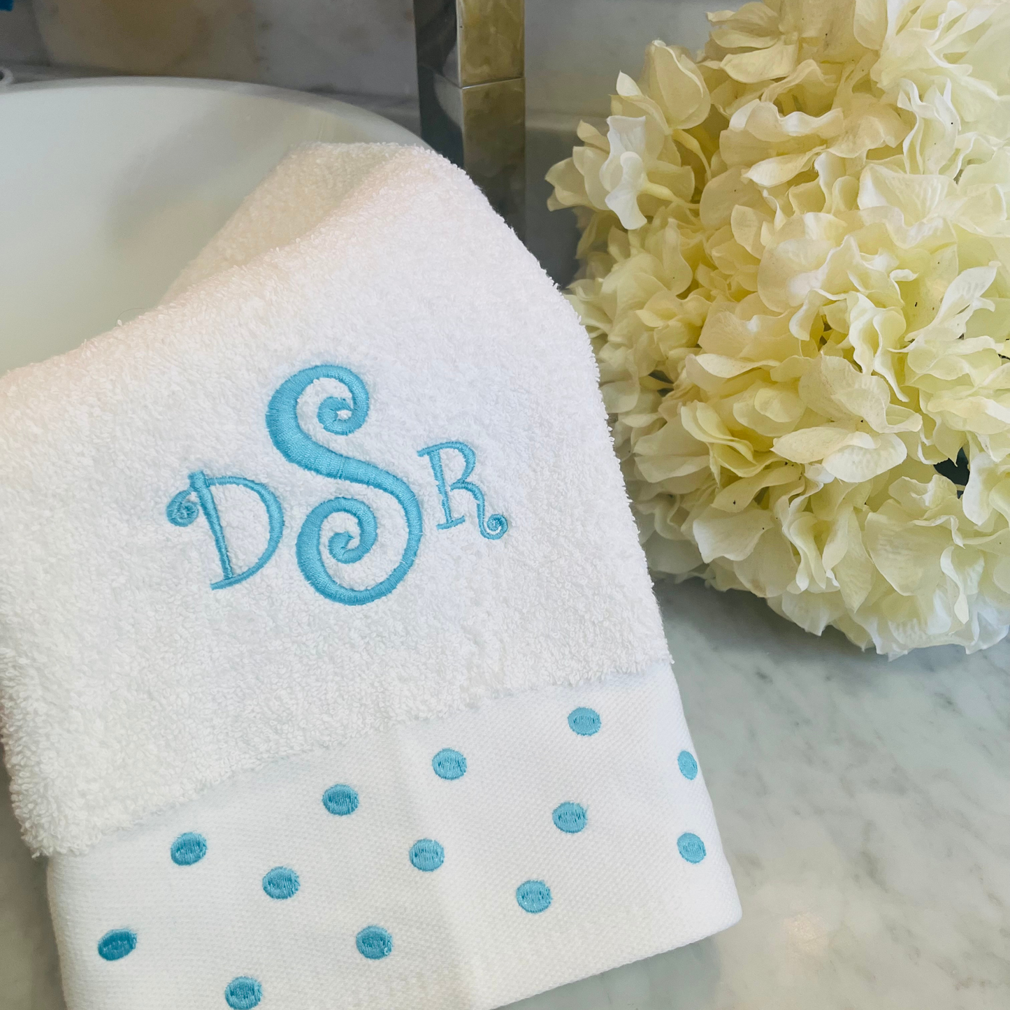 Personalized Polka Dot Monogrammed Bath Towel Set