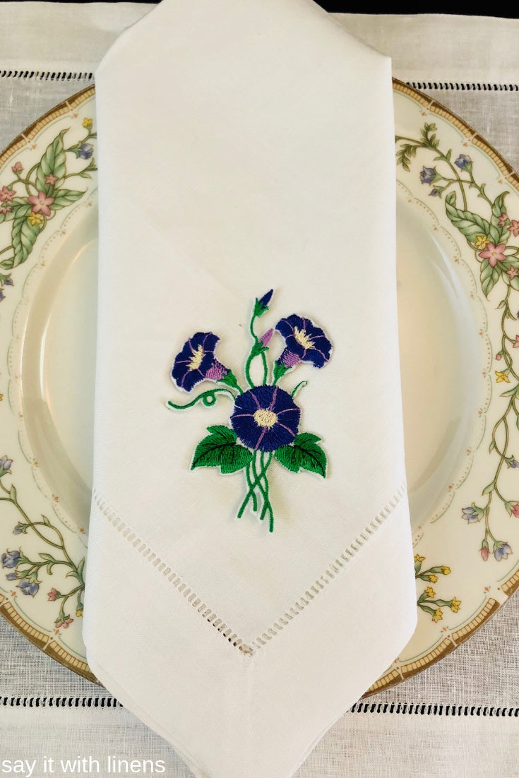 custom embroidered linen dinner napkins