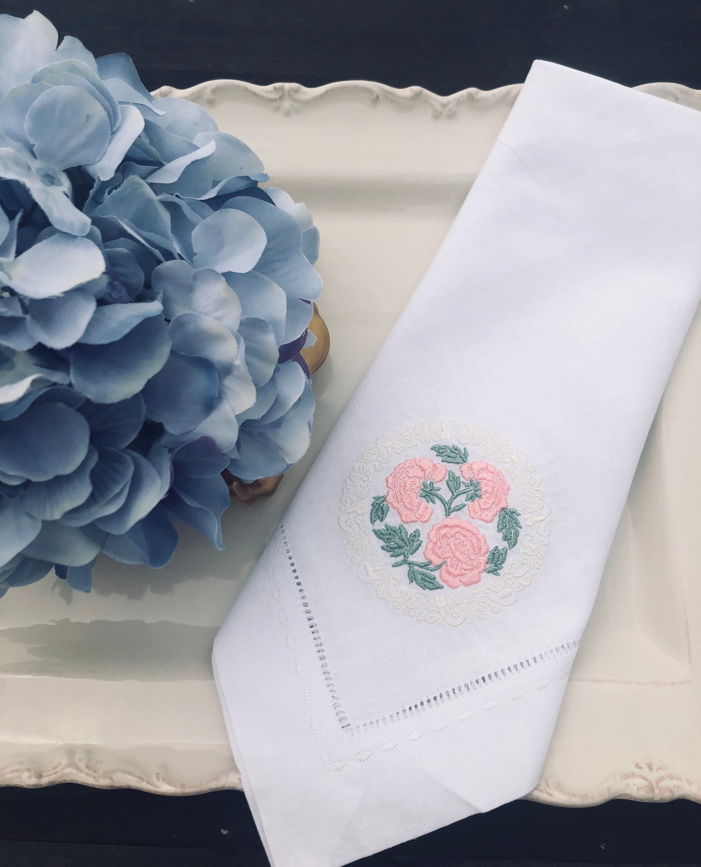 Peonies Design Linen Napkin