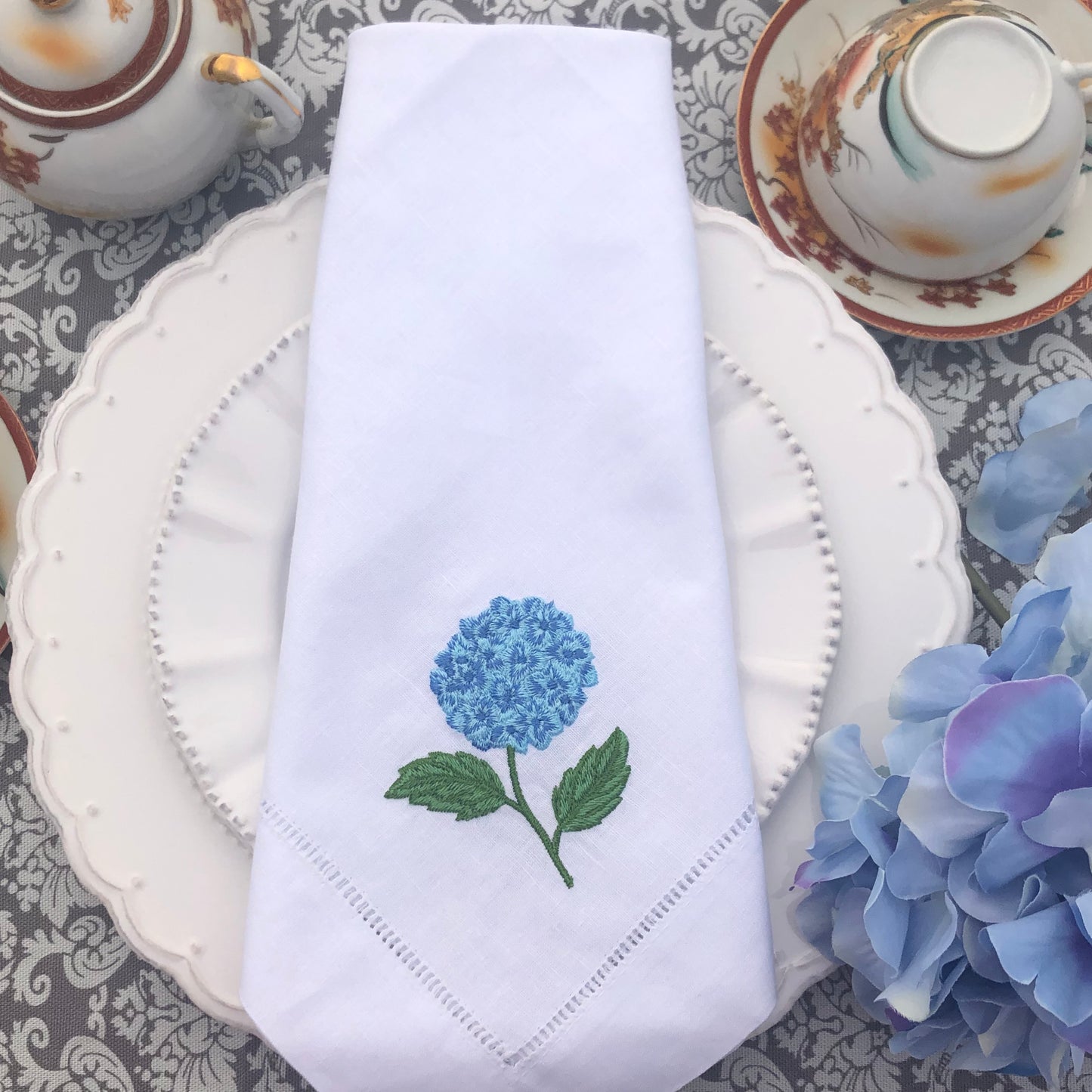 embroidered linen napkin