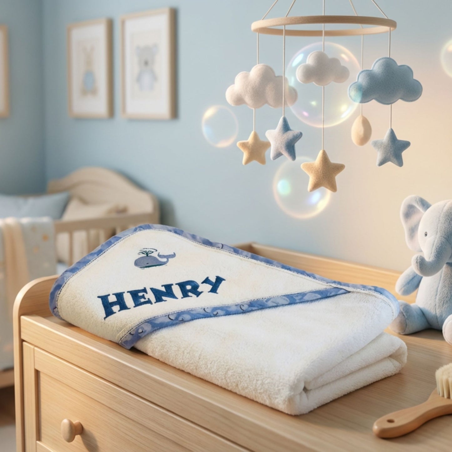 Personalized whale baby bath towel