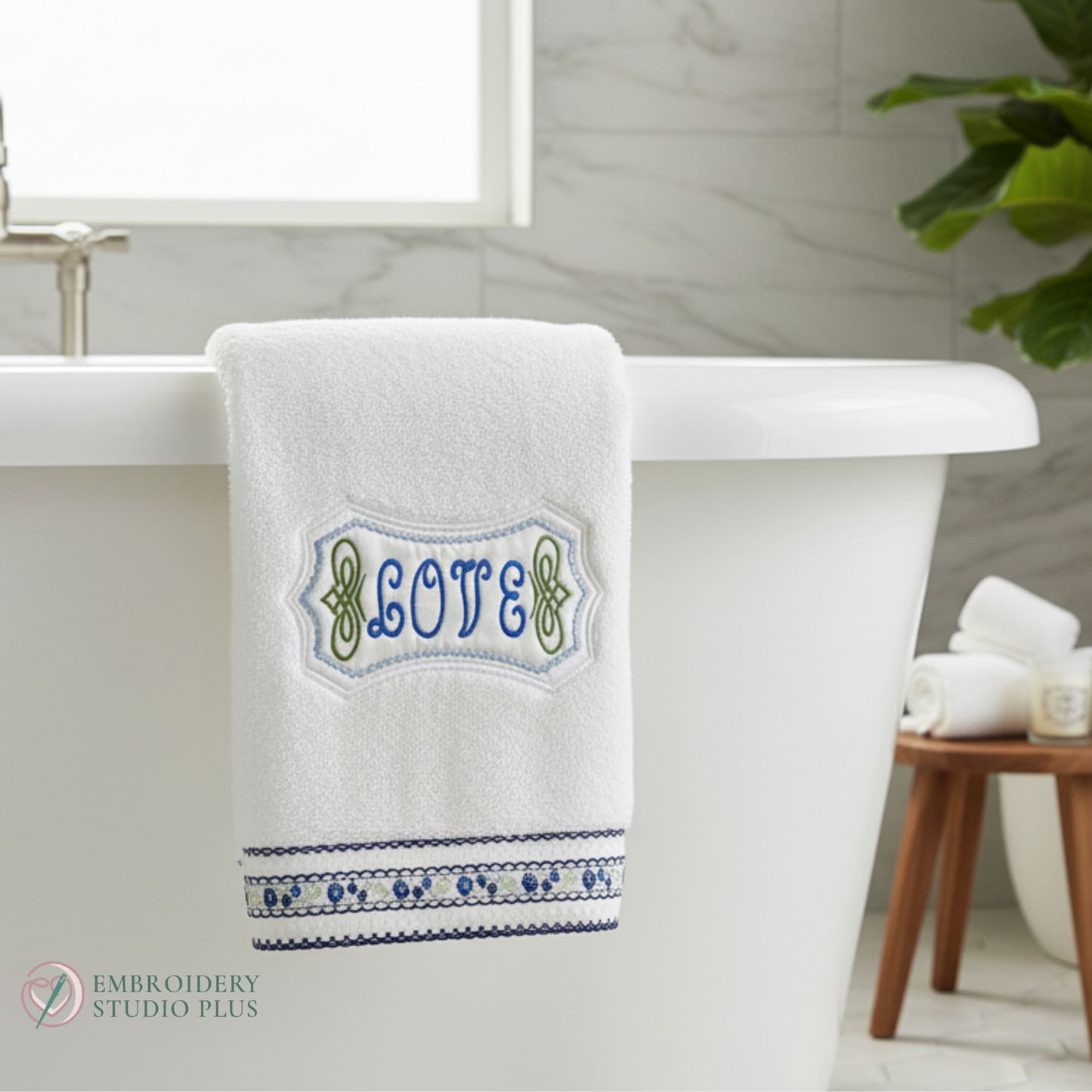 Bath towel inspirations / Personalized with ribbon trim / Home Decor