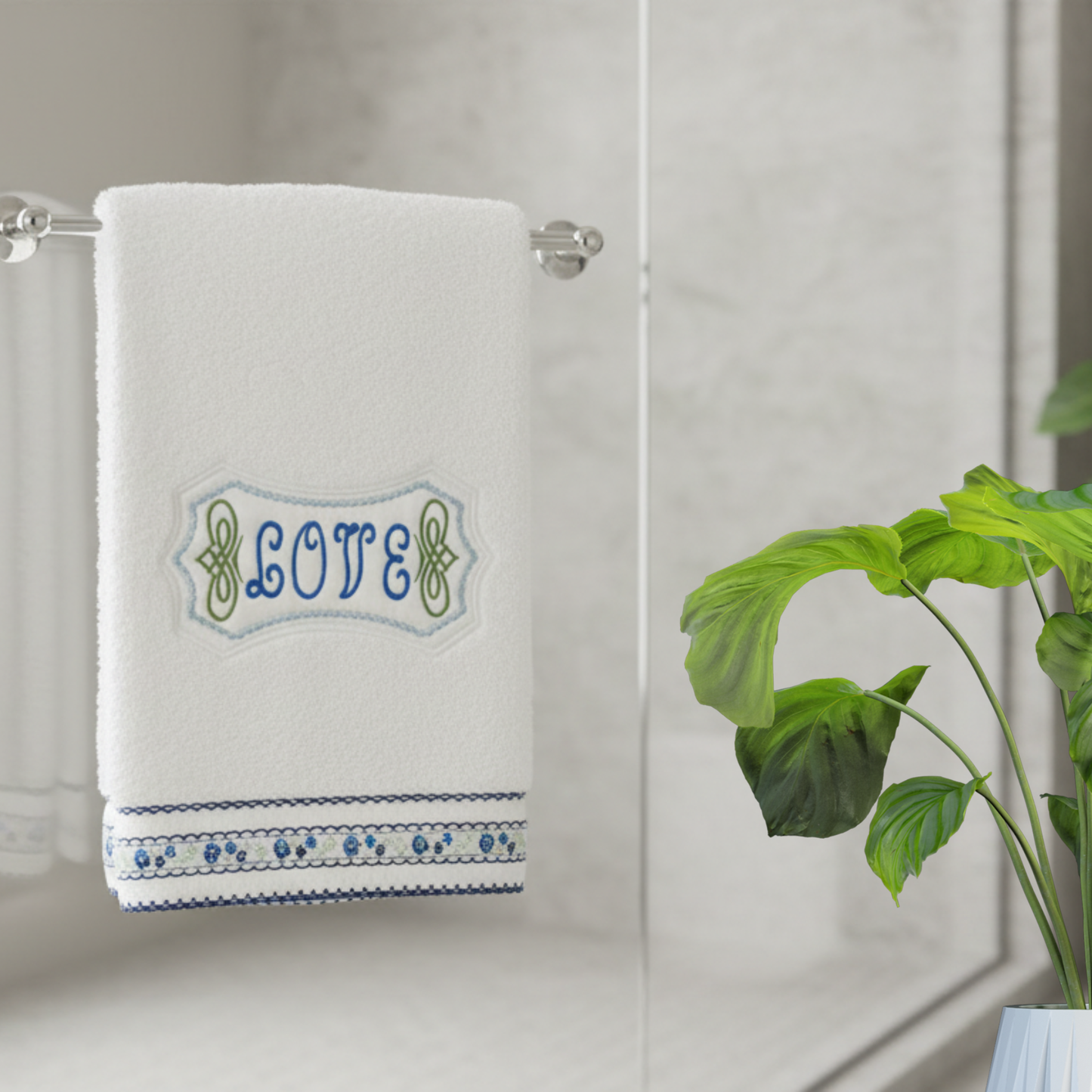 Bath towel inspirations / Personalized with ribbon trim / Home Decor
