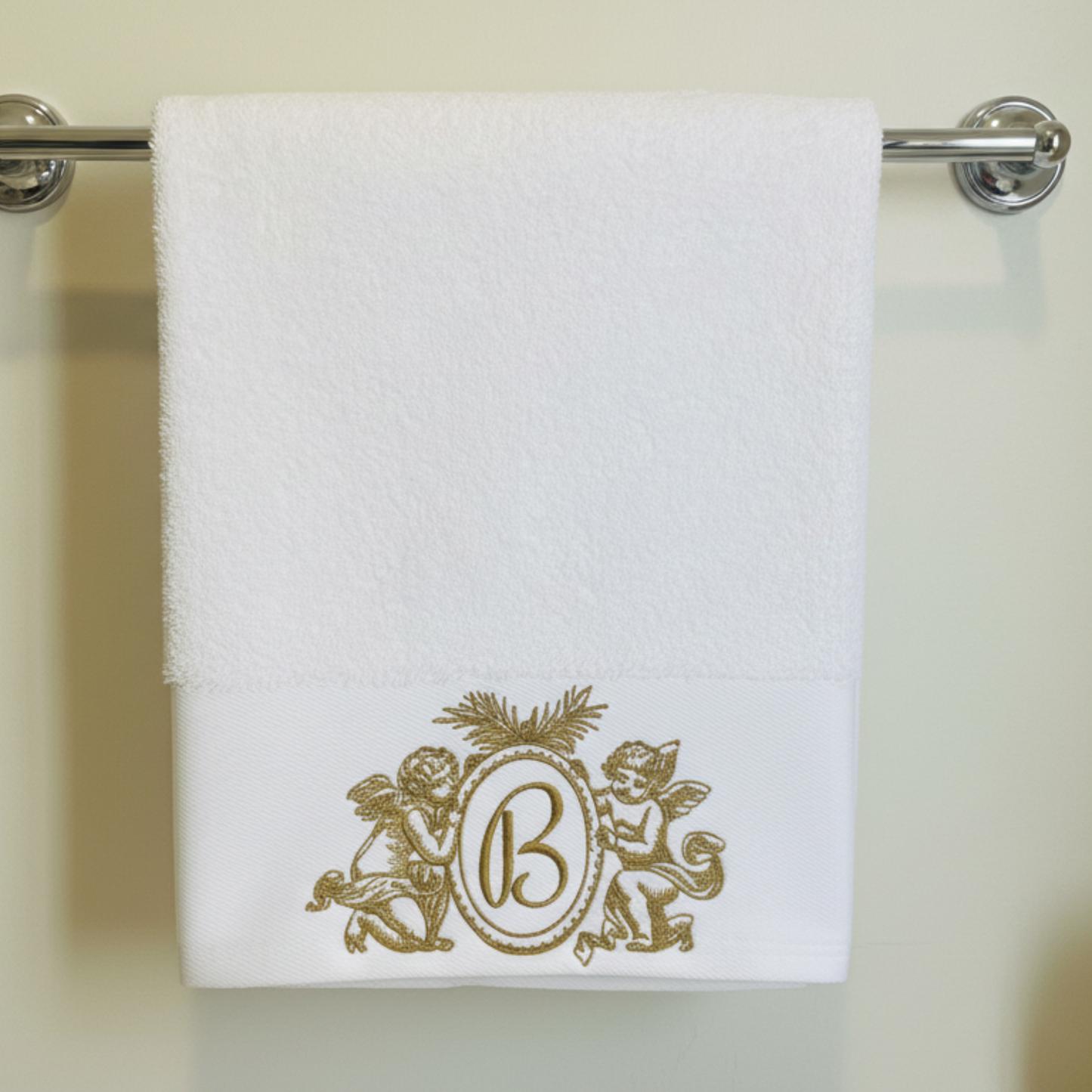 Cherub Angels Monogrammed Bath Towel Set – Luxury Custom Embroidered Towels
