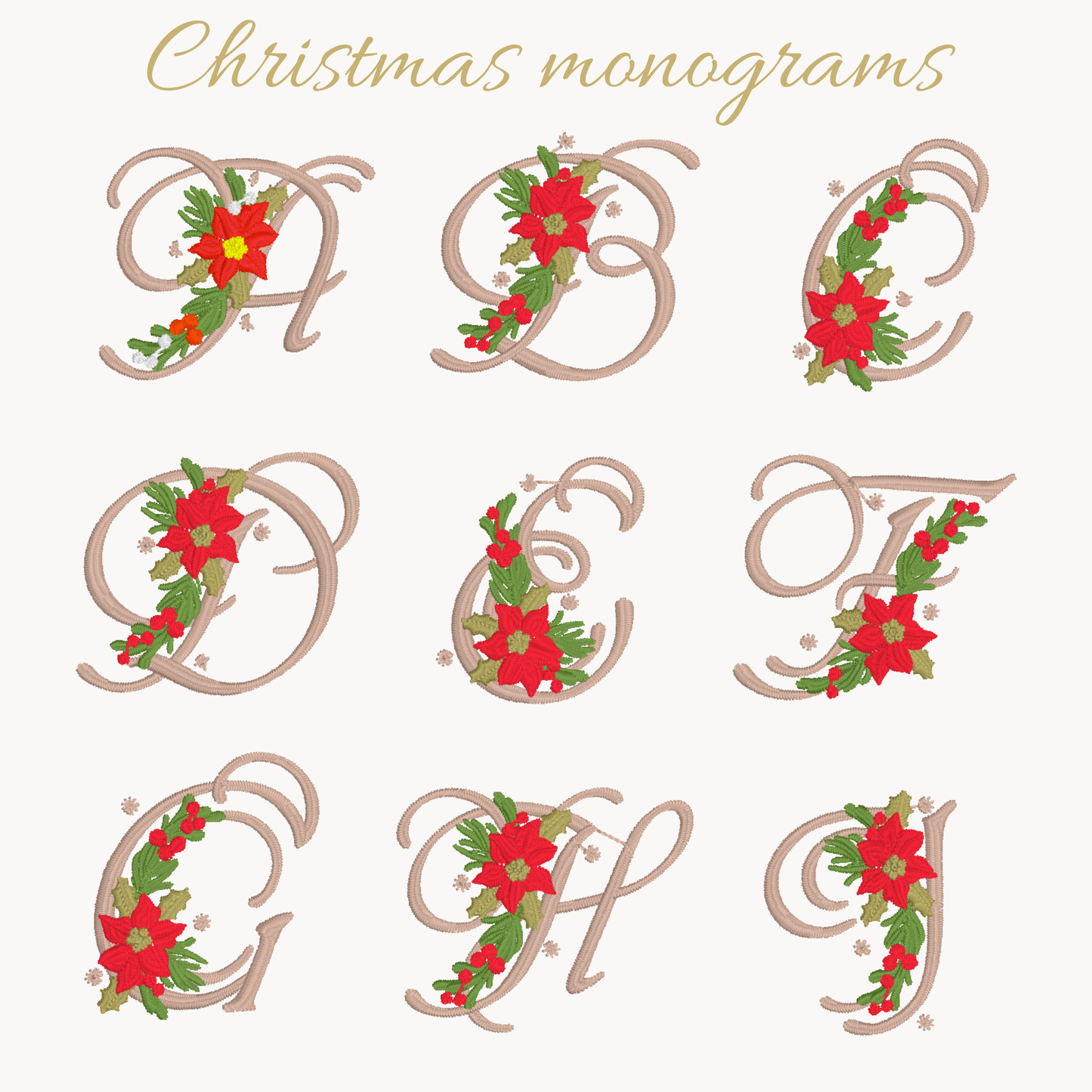 Christmas Monogram Bath Towel Set