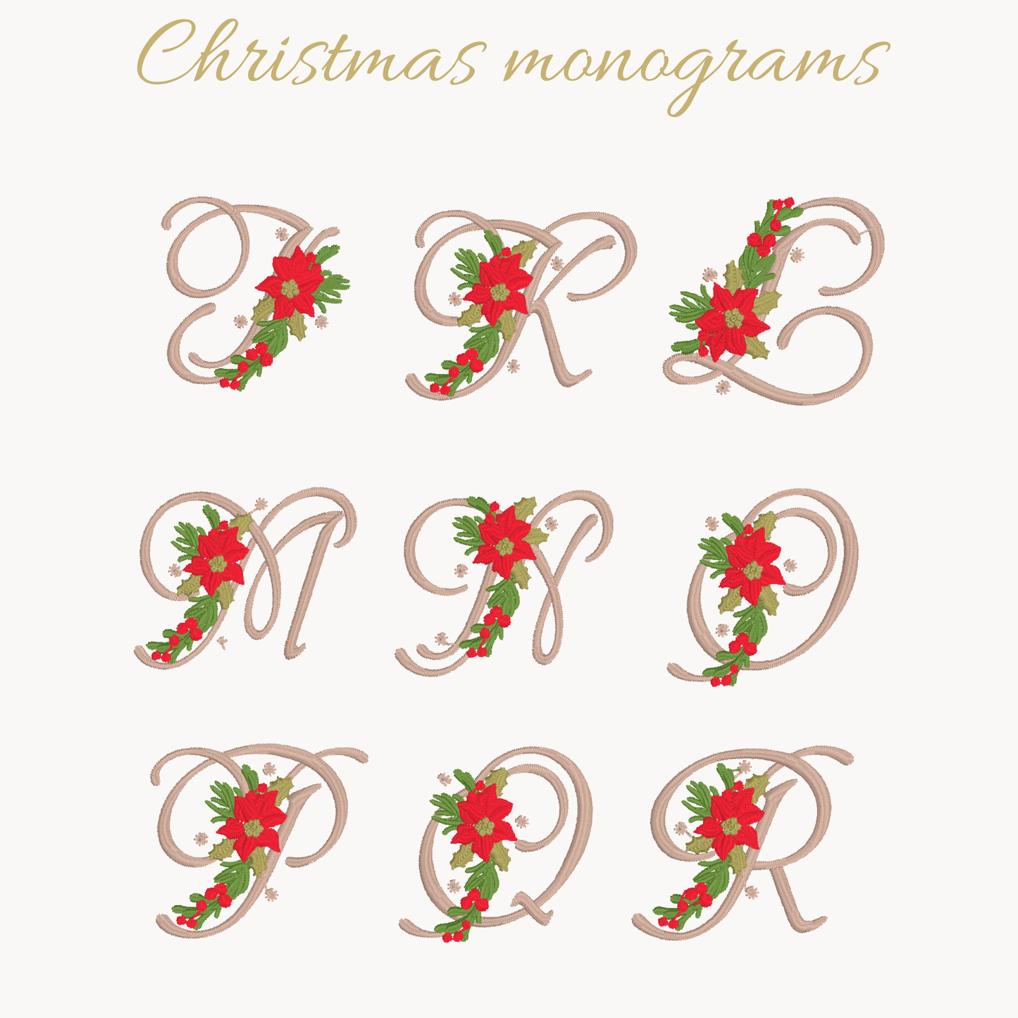 Christmas Monogram Bath Towel Set