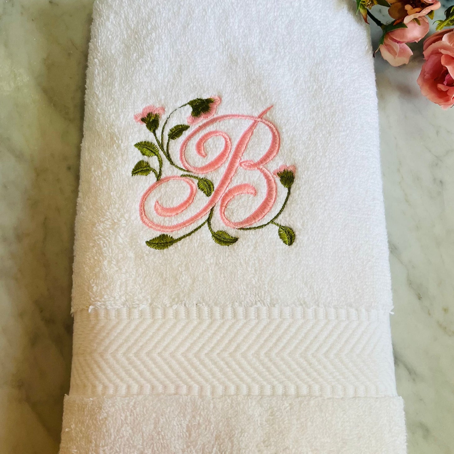 Hand Towel monogrammed floral style