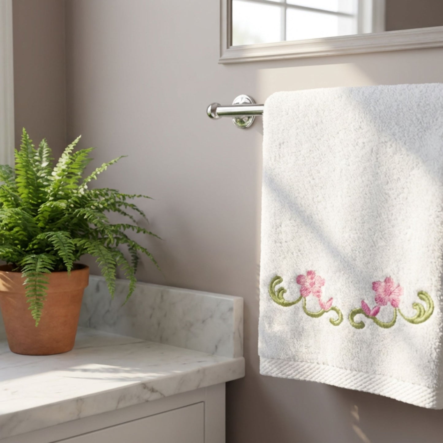 Floral Embroidered Bath Towel Set | 600 GSM Cotton Towels