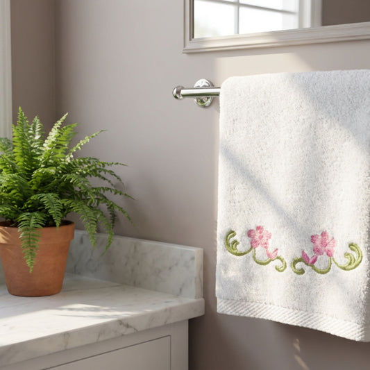 Floral Embroidered Bath Towel Set | 600 GSM Cotton Towels