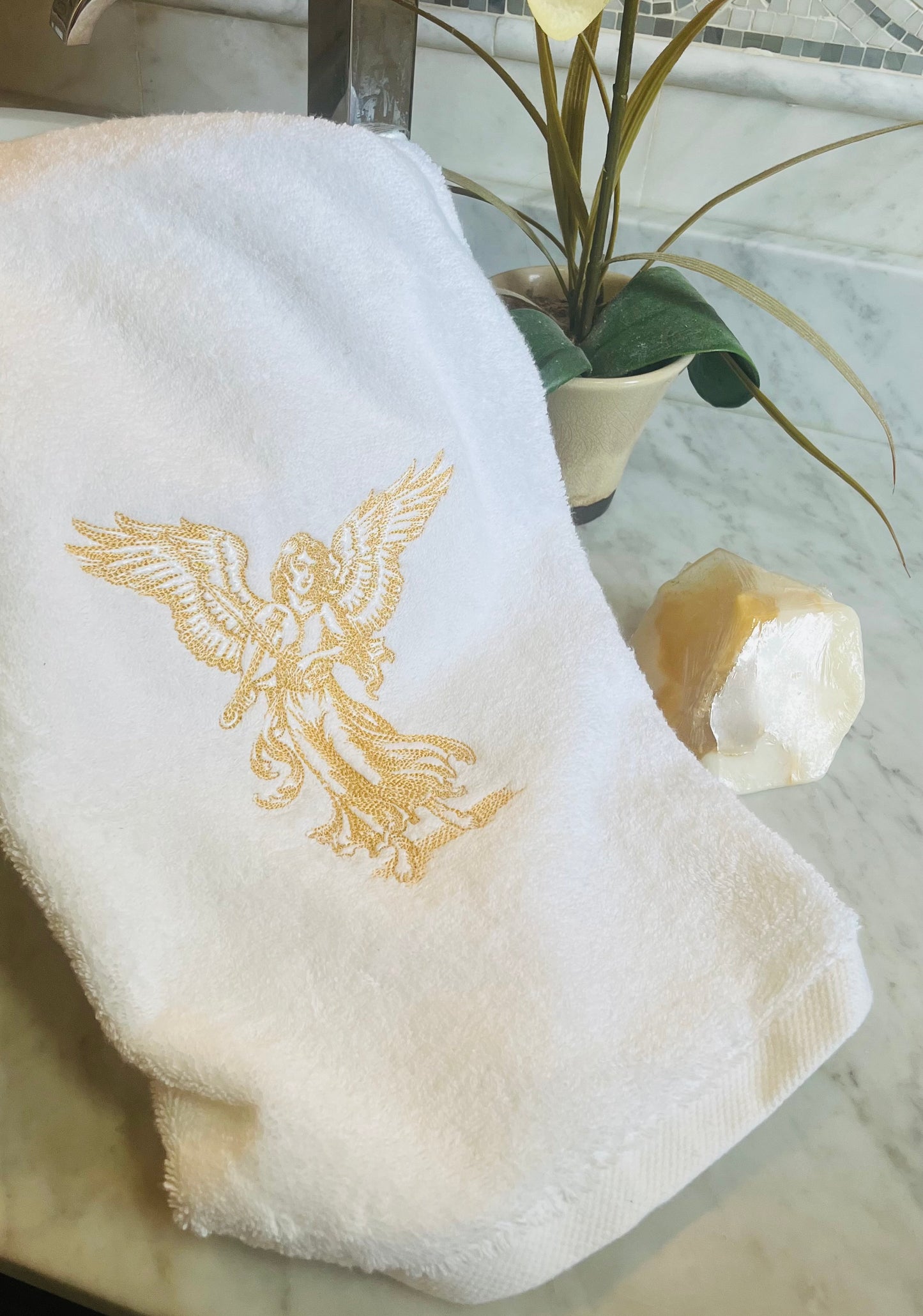 angel embroidered hand towels
