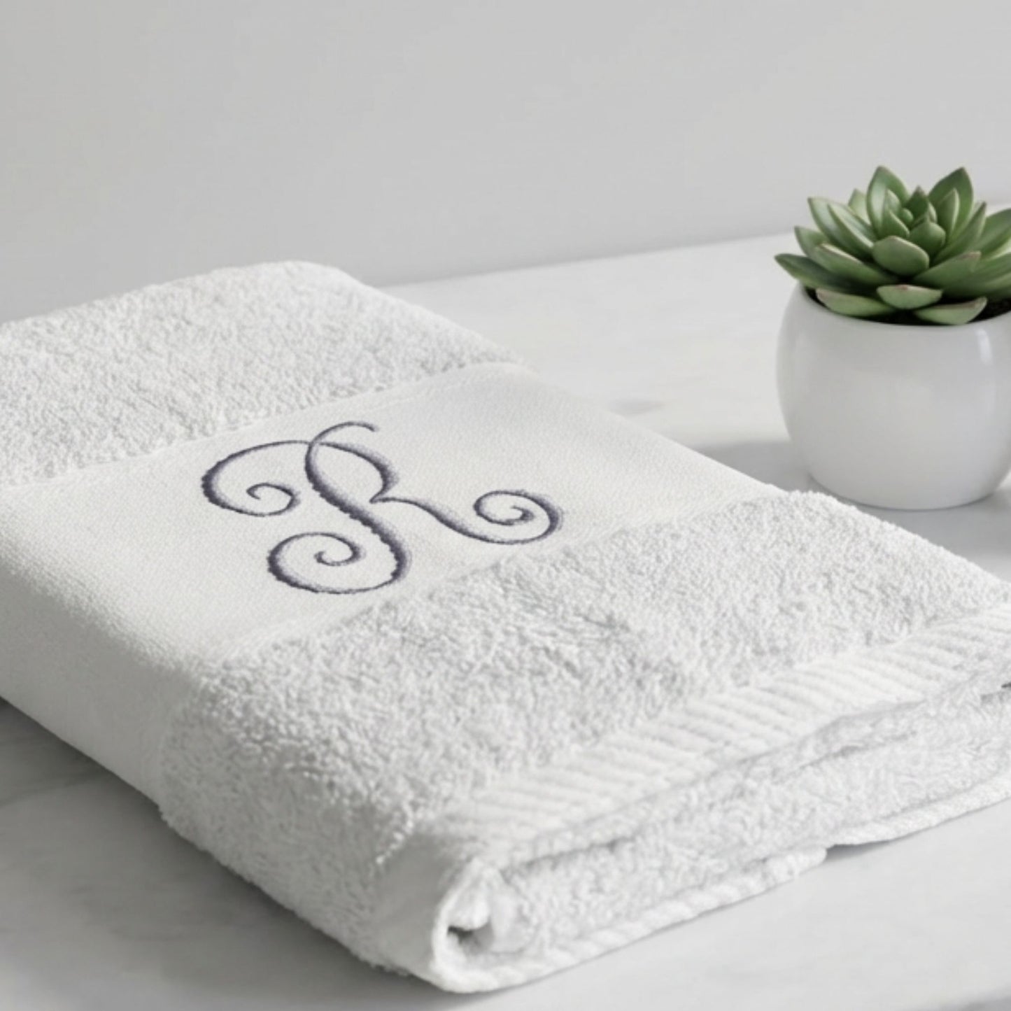 Monogrammed Bath Towel Set – Custom Embroidered Cotton Towels, Modern Home Gift Idea