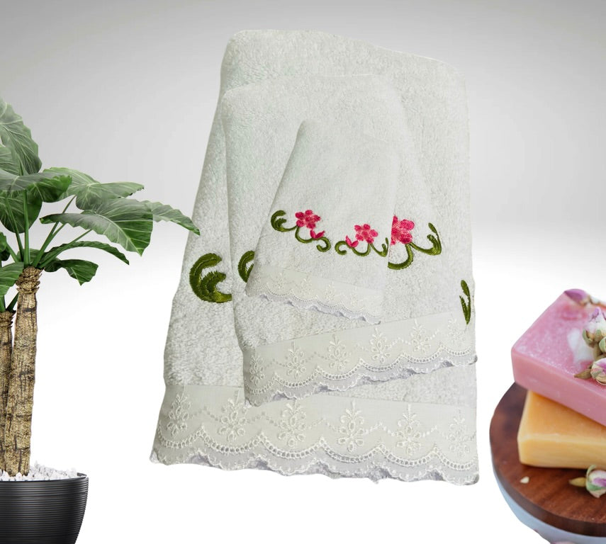 embroidered bath towel set