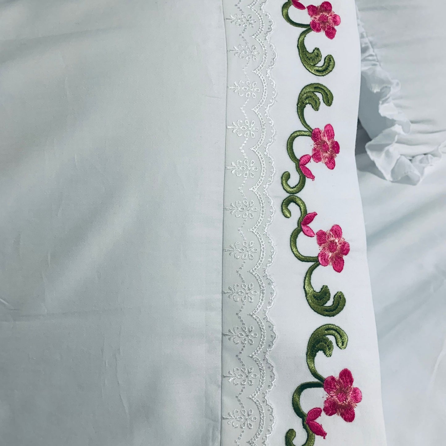Embroidered Flower Motif Bed Sheets