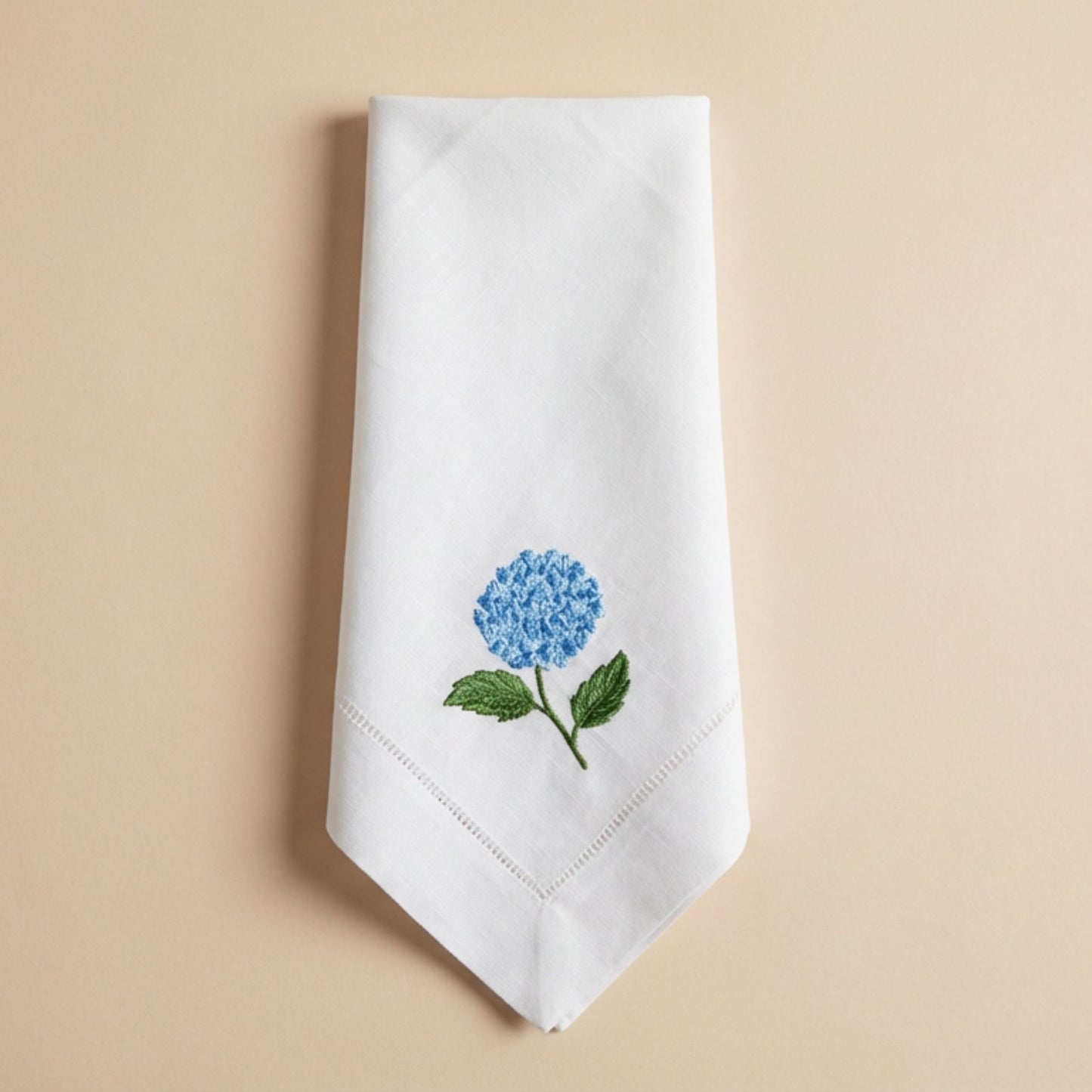 Hydrangea Linen Napkin | Embroidered Floral Dinner Napkin