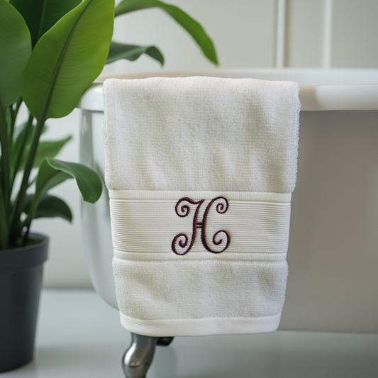 Elegant Monogrammed Towel Set – Custom Embroidered Cotton Towels, Modern Home Gift Idea