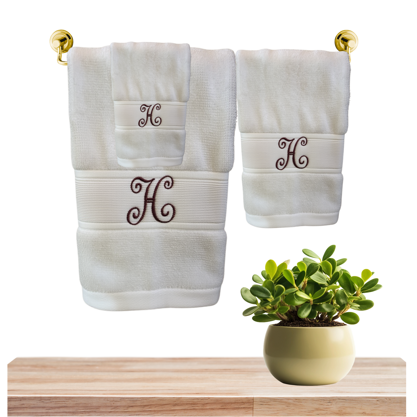 Elegant Monogrammed Towel Set – Custom Embroidered Cotton Towels, Modern Home Gift Idea