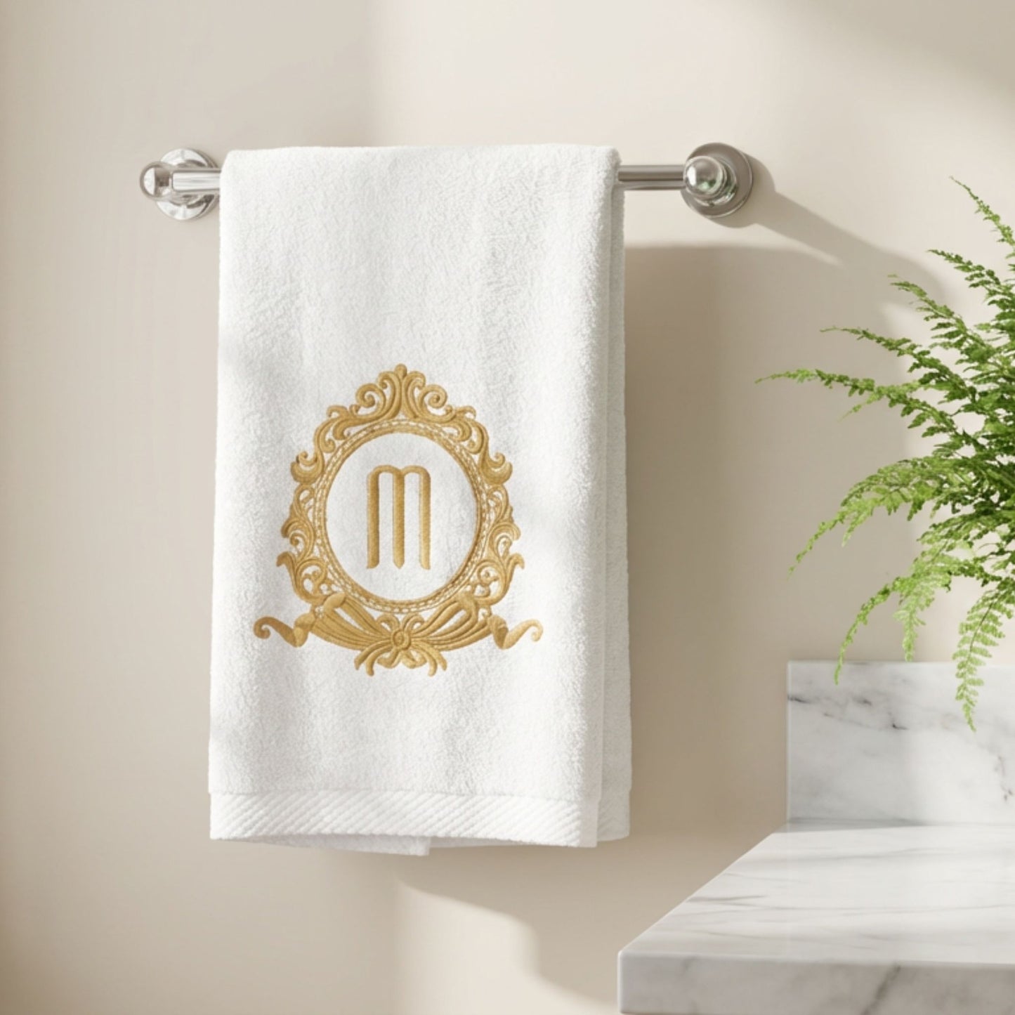 Rococo Monogrammed Bath Towel Set – Custom Embroidery