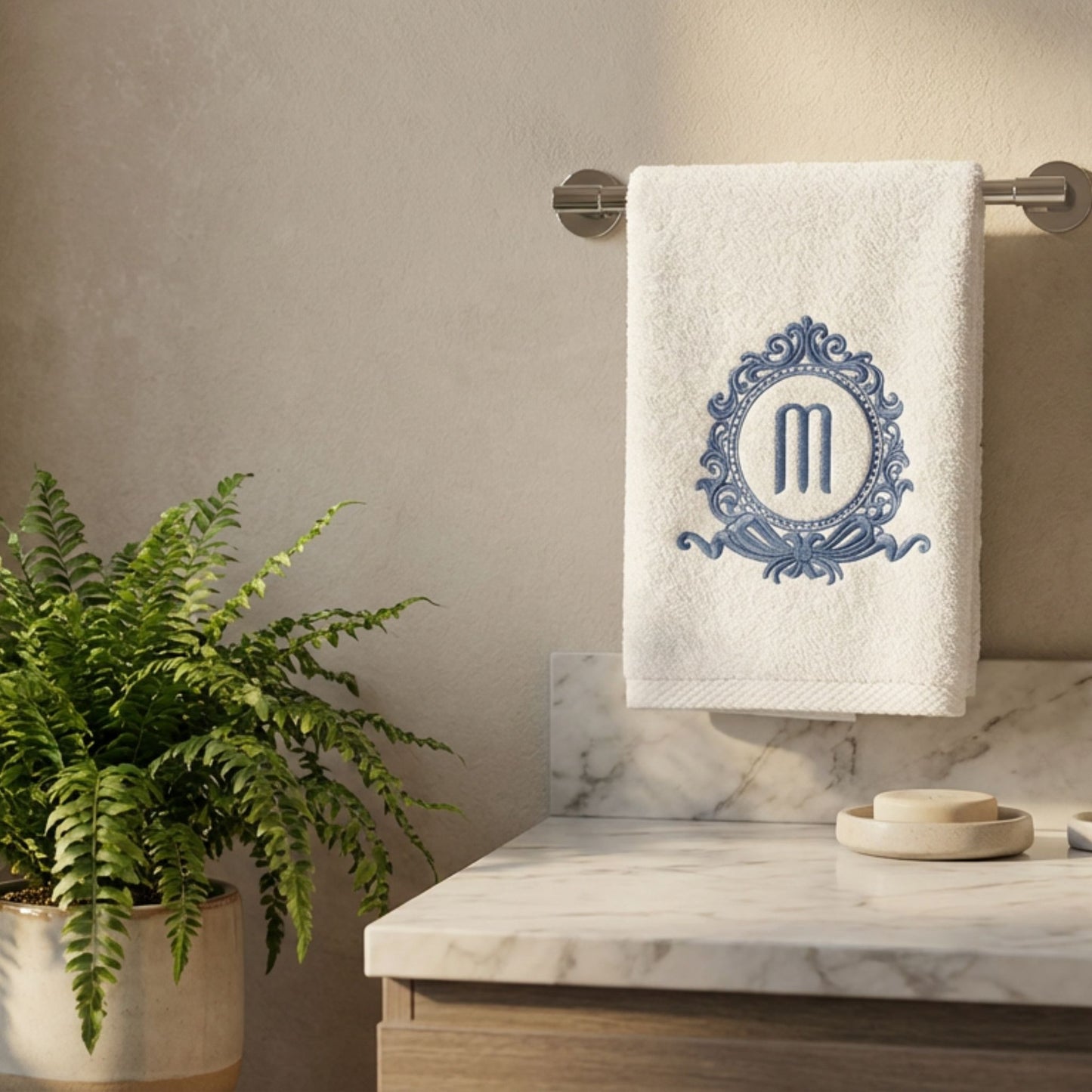 Rococo Monogrammed Bath Towel Set – Custom Embroidery