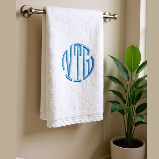 Monogrammed Bath Towel Set with Lace Border, Personalized Gift, Home Decor