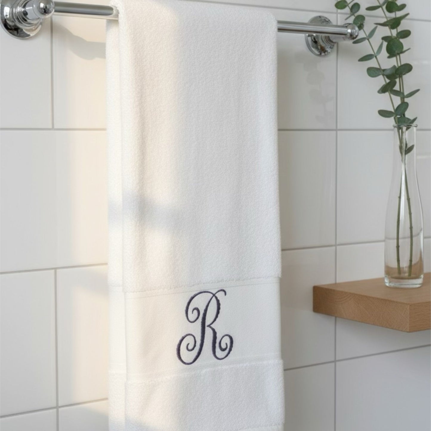 Monogrammed Bath Towel Set – Custom Embroidered Cotton Towels, Modern Home Gift Idea