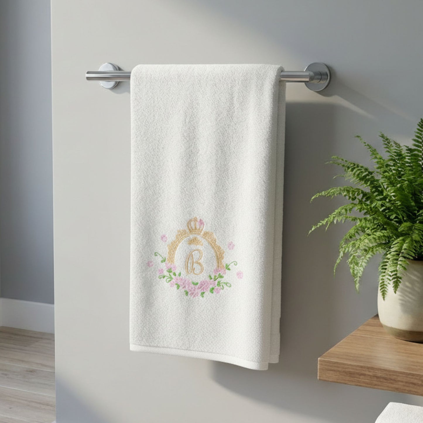 Crown with Flowers Monogrammed Towel Set