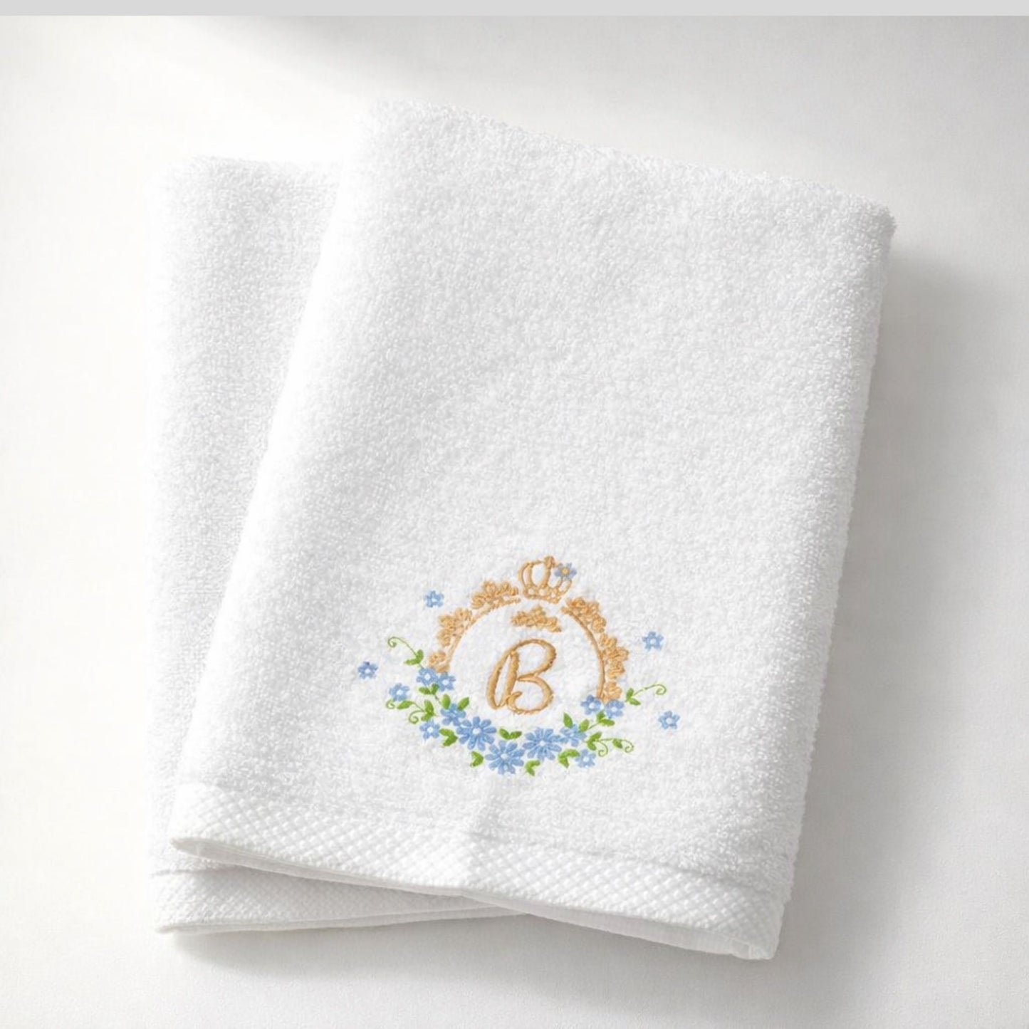 Crown with Flowers Monogrammed Towel Set
