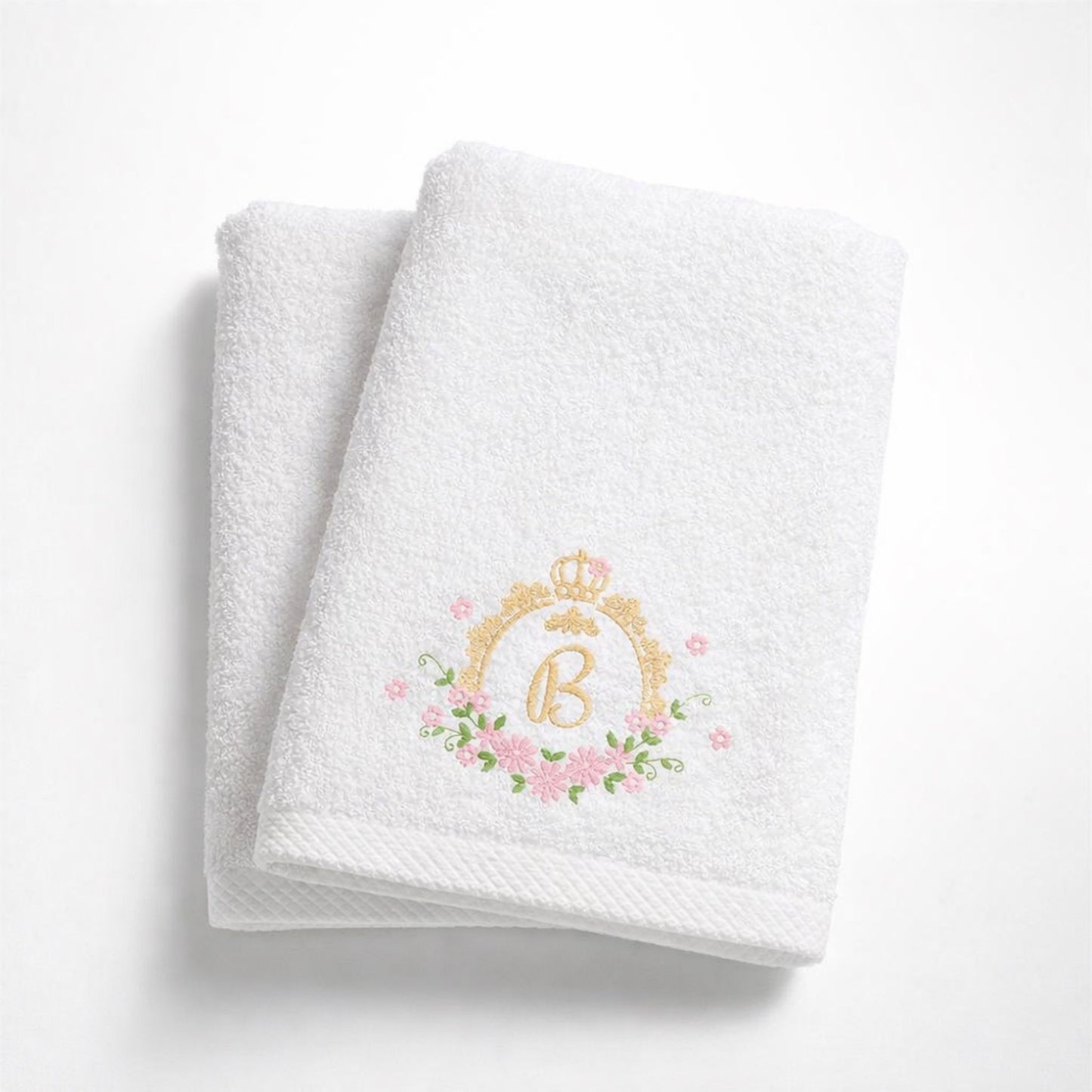 Crown with Flowers Monogrammed Towel Set