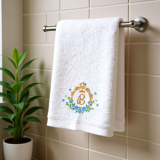 Crown with Flowers Monogrammed Towel Set