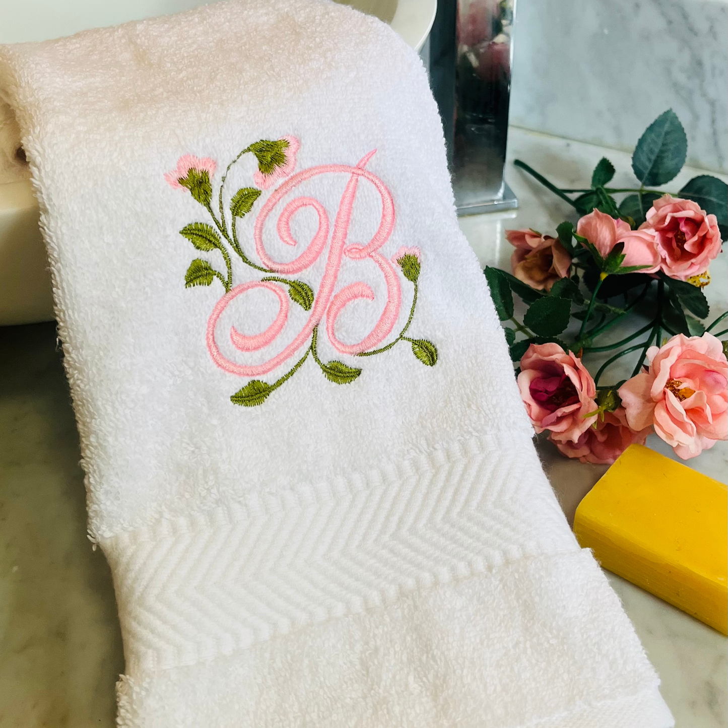 Victorian Garden Monogrammed Hand Towel