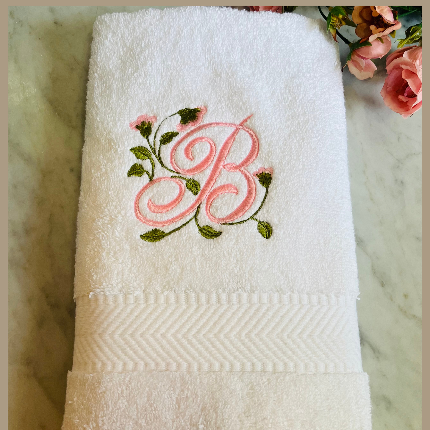 Victorian Garden Monogrammed Hand Towel