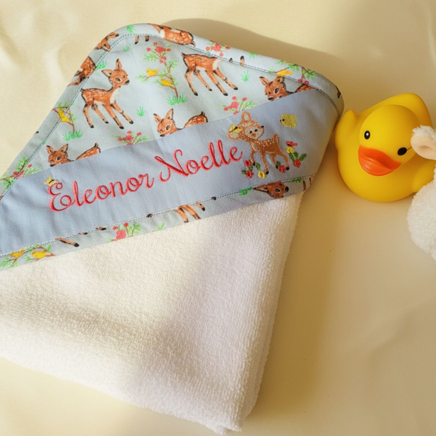 Personalized Baby Set – Newborn Hooded towel, Bib, Burp Cloth - Baby Shower Ideas